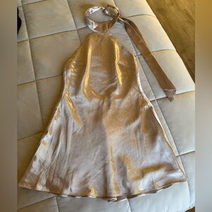 Meshki Metallic Halter Mini Dress - Gold